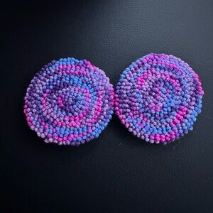 Handcrafted Purple and Pink Car Coaster Set
